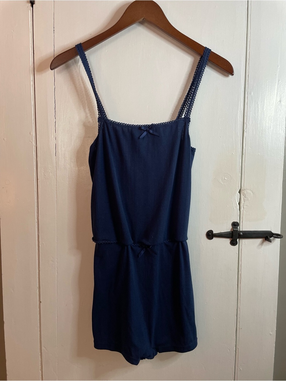 Lioness Women's Sleeveless Romper Gathered Waist with Lace Trim on Straps Size S